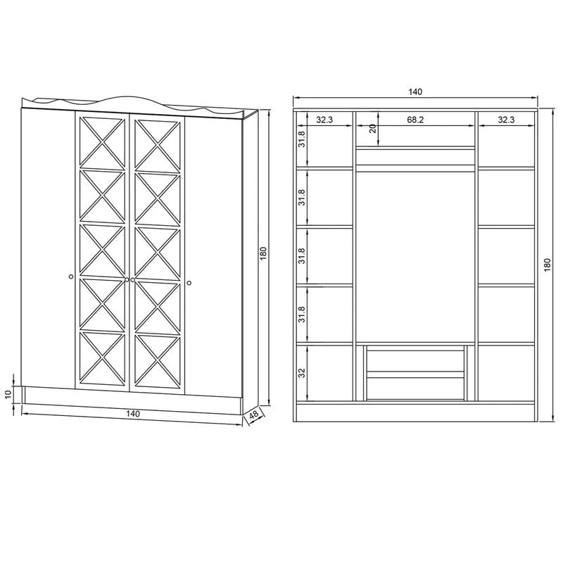 4 Door Wardrobe: Fanciable 4 Door Manufactured Wood Wardrobe