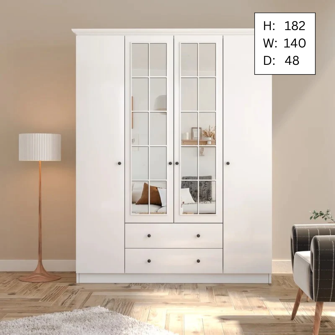 4 Door Wardrobe: Standard 4 Door Manufactured Wood Wardrobe