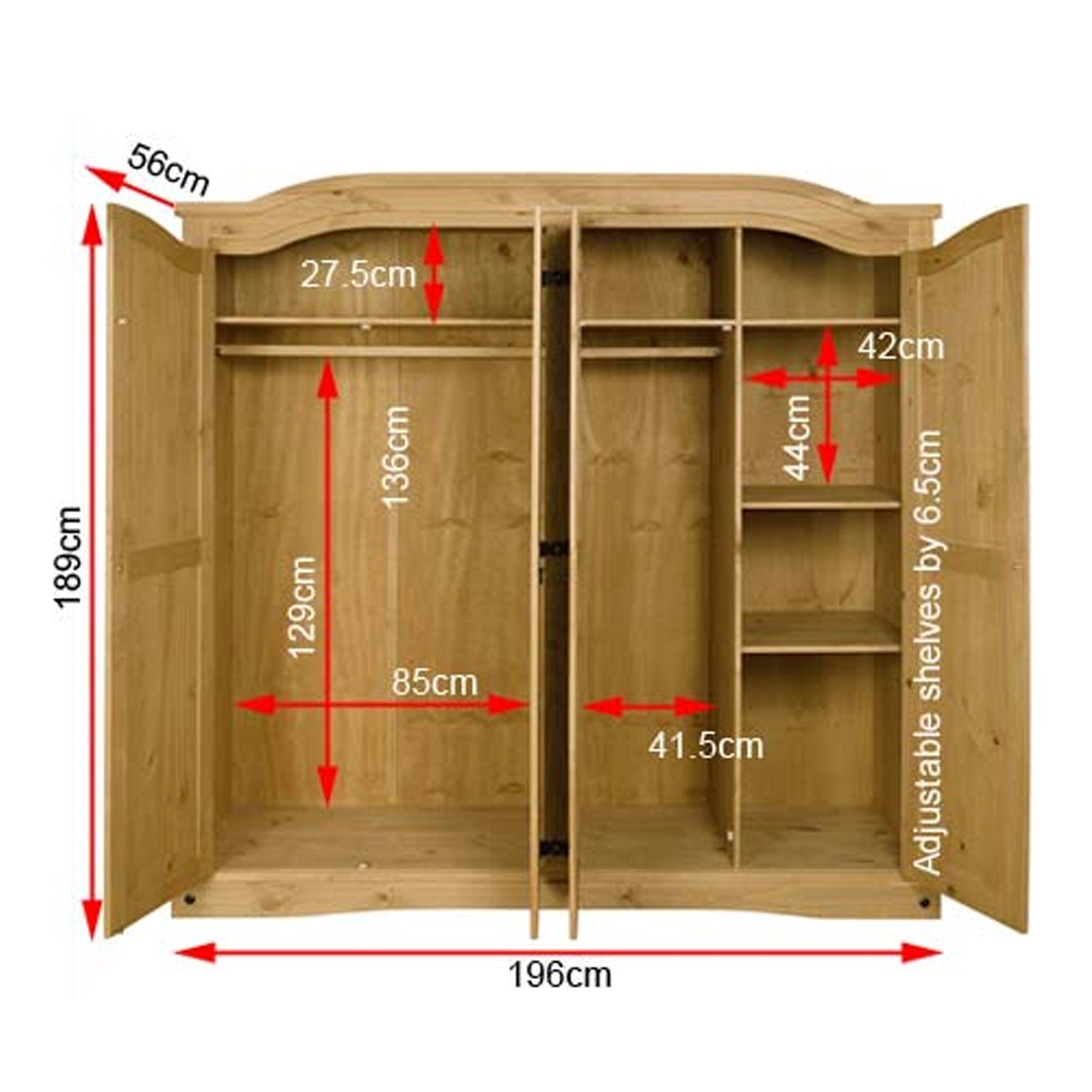 4 Door Wardrobes: 4 Door Solid + Manufactured Wood Wardrobe