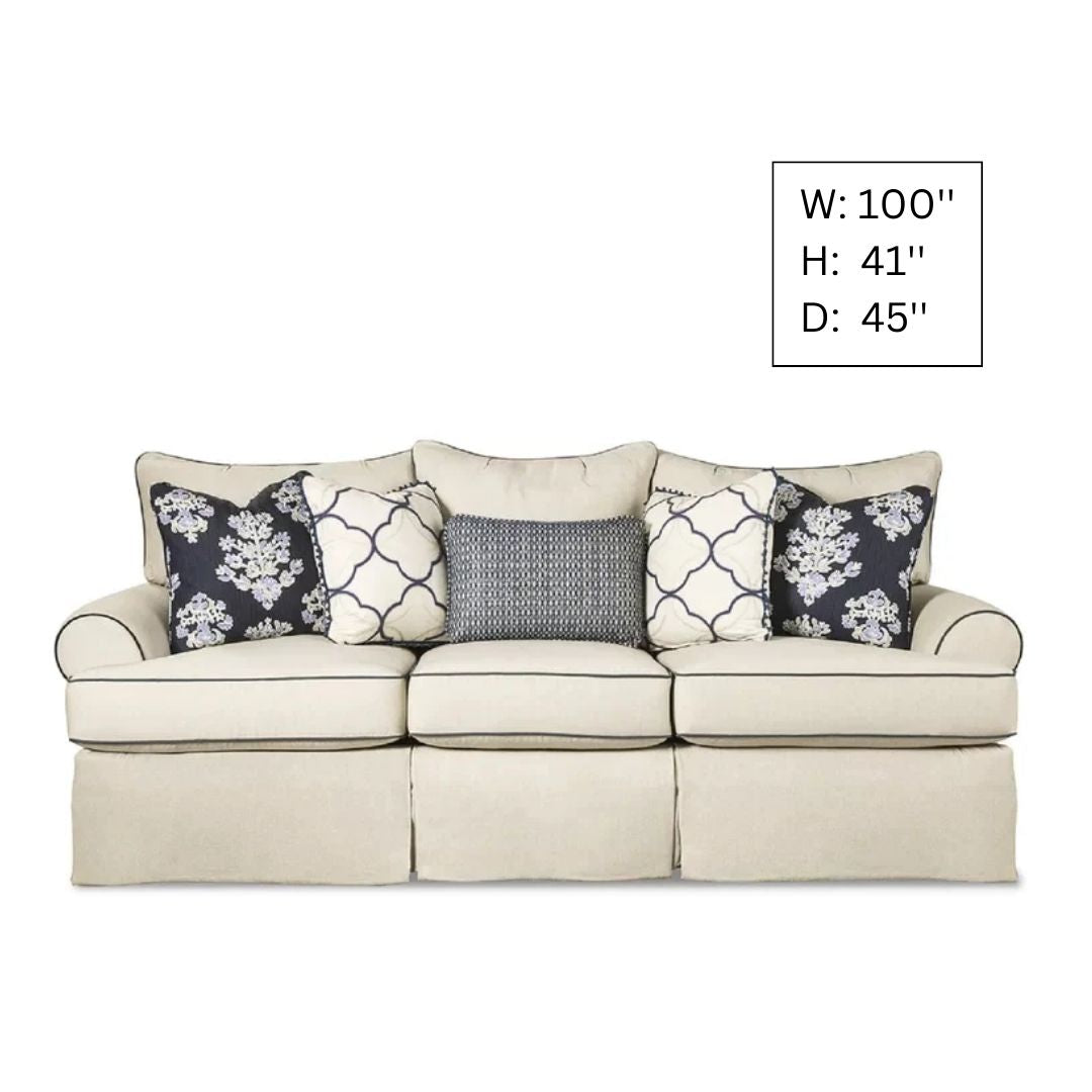 4 Seater Sofa Set: 100'' Rolled Arm Sofa Set