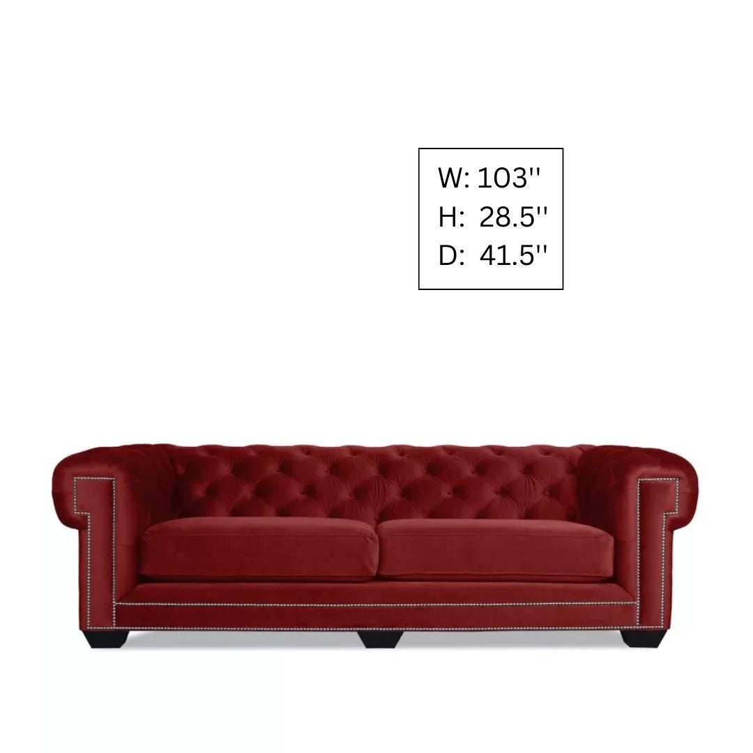 4 Seater Sofa Set : 103'' Velvet Rolled Arm