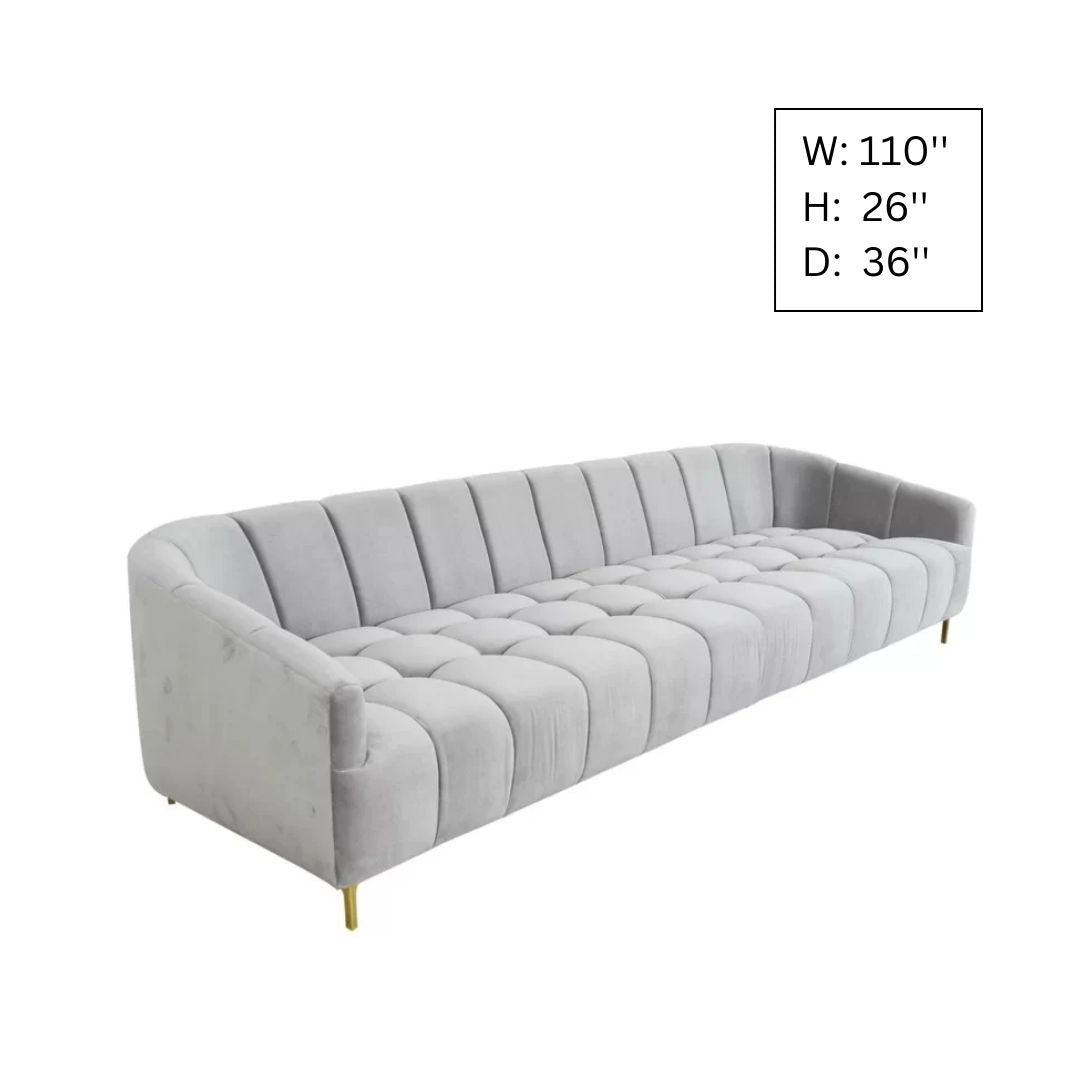 4 Seater Sofa Set: 110'' Velvet Square Arm Sofa