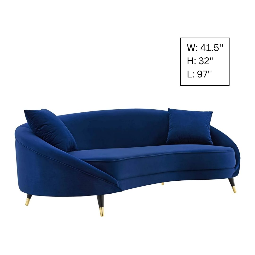 4 Seater Sofa Set 41.5'' Velvet Round Arm Curved Sofa