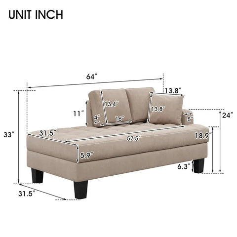 4 Seater Sofa Set: 64*31.5*33"Warm Gray, 2 Piece Recliner Set