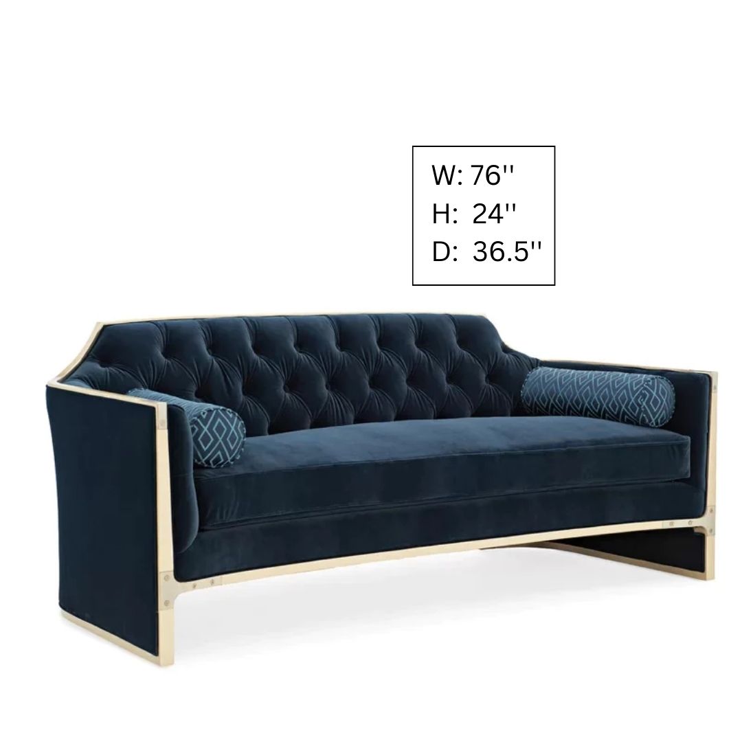 4 Seater Sofa Set : 76'' Velvet Square Arm Sofa