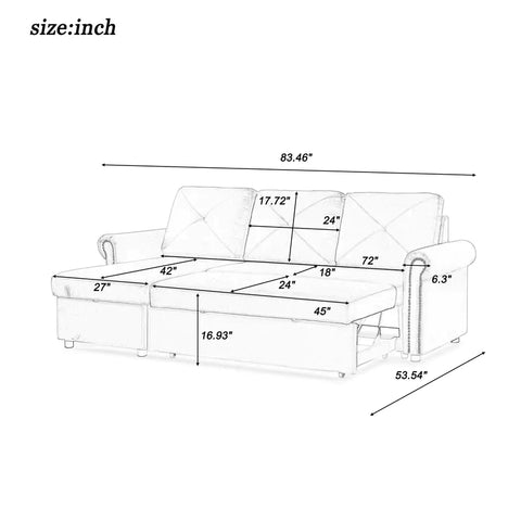 4 Seater Sofa Set: 83.46'' Flared Arm L Shape Sofa