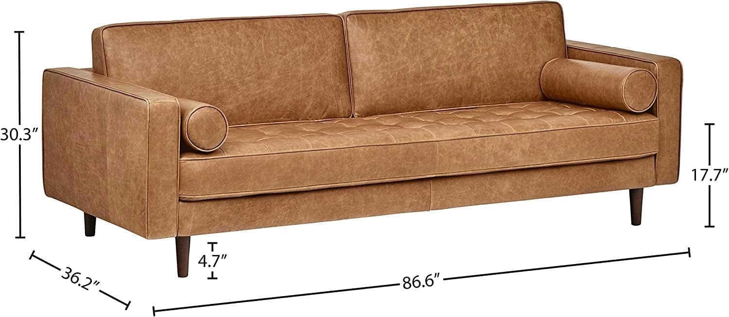 4 Seater Sofa Set : 89" Leatherette Square Arm Sofa