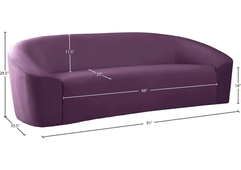 4 Seater Sofa Set: 91'' Velvet Curved Sofa Set