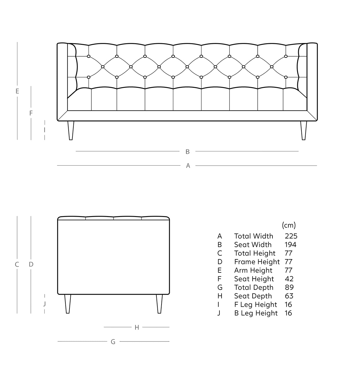 4 Seater Sofa Set : 96'' Square Arm Sofa