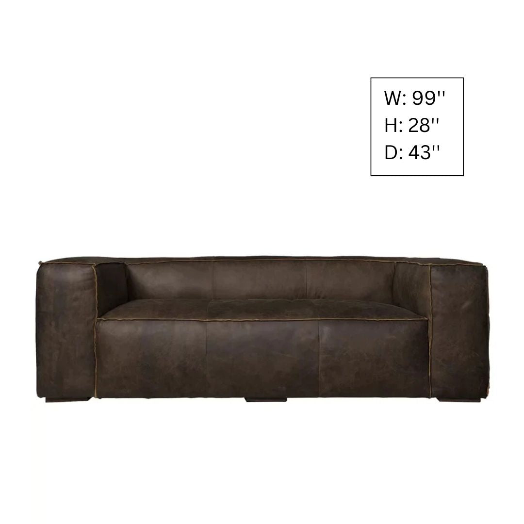 4 Seater Sofa Set: 96'' Leatherette Round Arm Sofa