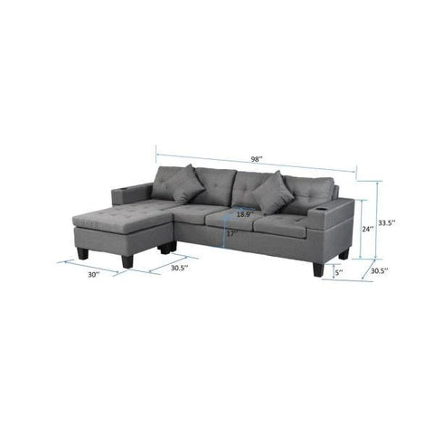 4 Seater Sofa Set : 98'' L Shape Sofa