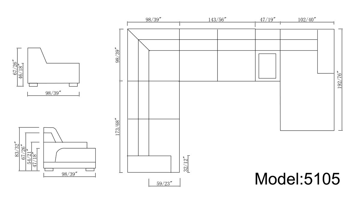 U Shape Sofa Set: Modern Leatherette Sectional Sofa Set (Dark Grey)