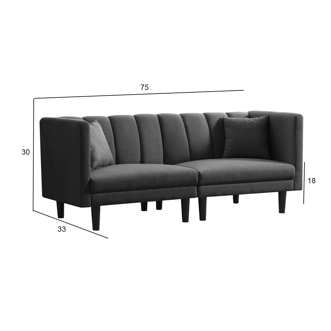 Futon: 73.62'' Velvet Tuxedo Arm Sofa