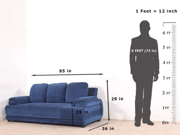 5 Seater Sofa Set:- Lessee (3+1+1) Fabric Sofa Set (Blue)