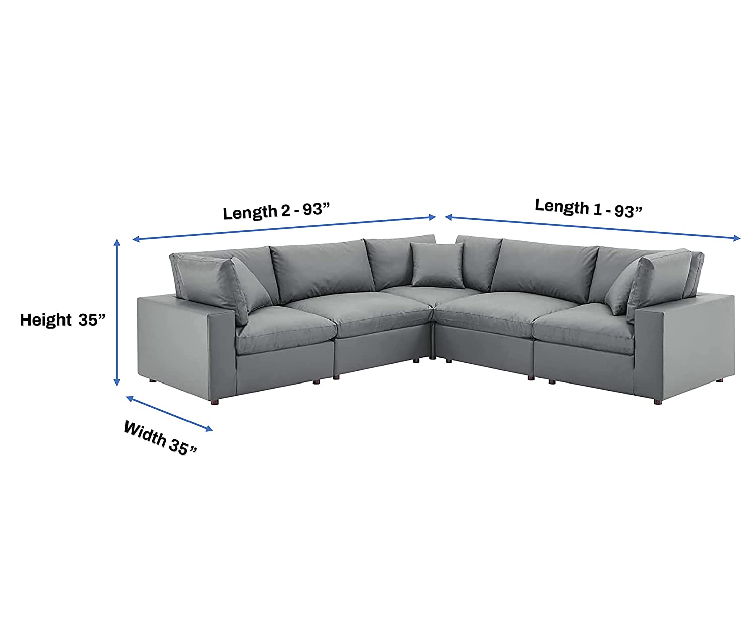 U Shape Sofa Set: 6 Seater 158" Wide Symmetrical Modular