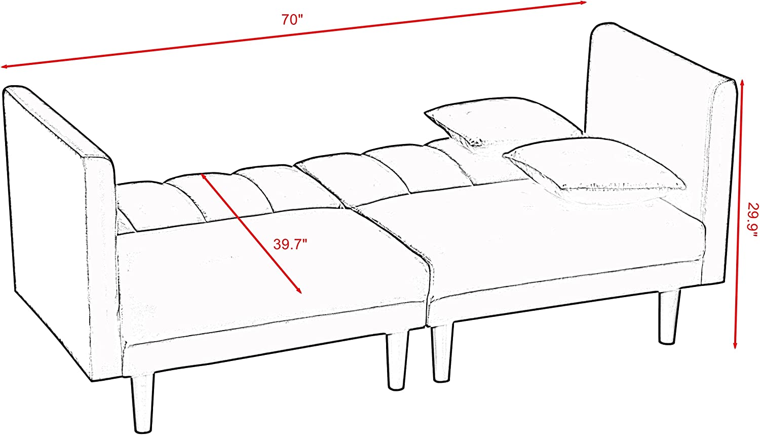 Futon: 73.2'' Wide Velvet Convertible Sofa