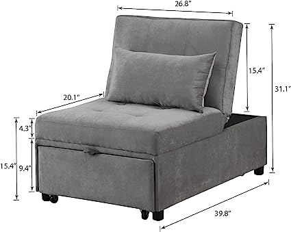 Accent Chair: 31'' Wide Tufted Convertible Chair