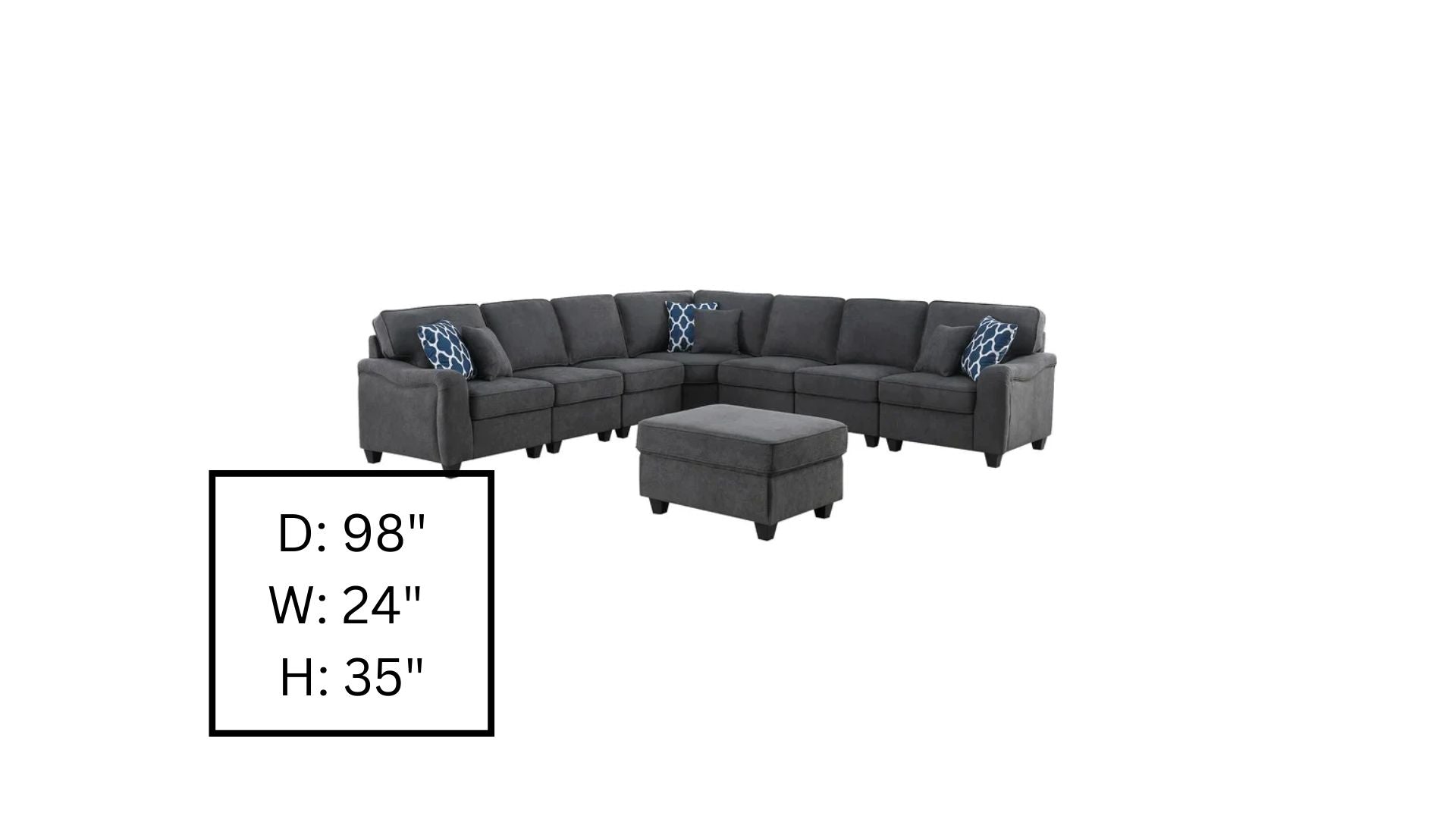 7 Seater Sofa Set: 125'' Wide Corner Sectional Sofa Set