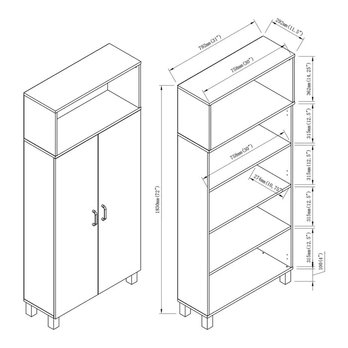 Almirah: 5 Shelves White Oak Almirah