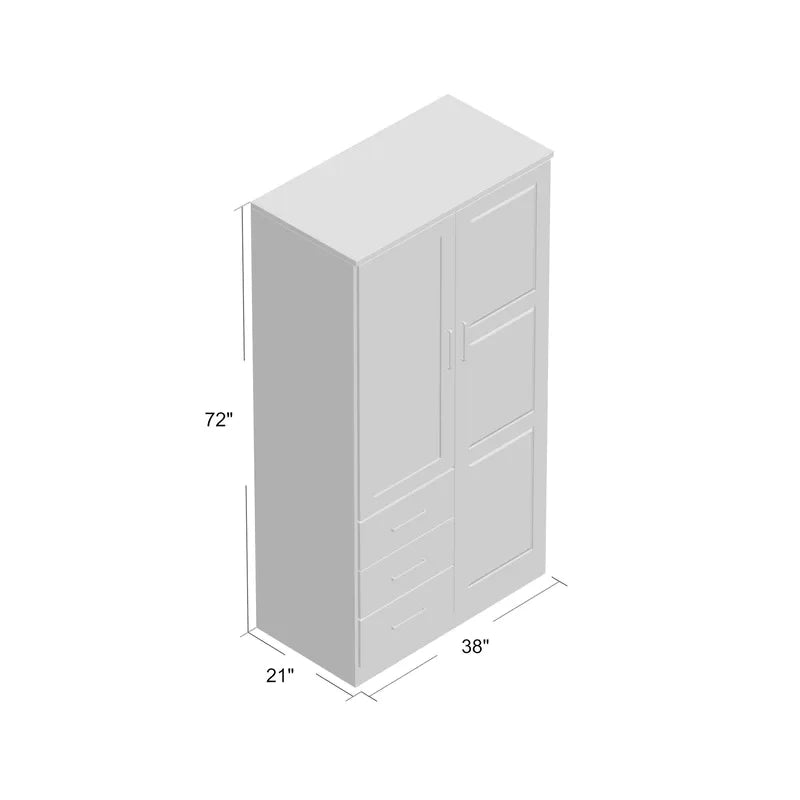 Almirah : Ben Castle 3 Door Wardrobe With Mirror Armoire