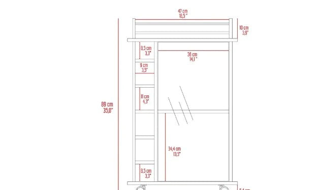 Bar Cabinet: Bar with Glass Door, Dark Brown