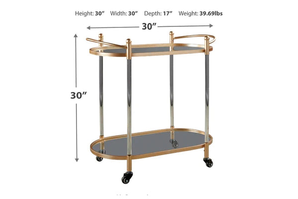 Bar Cabinet: Clear/Gold Finish Bar Cart