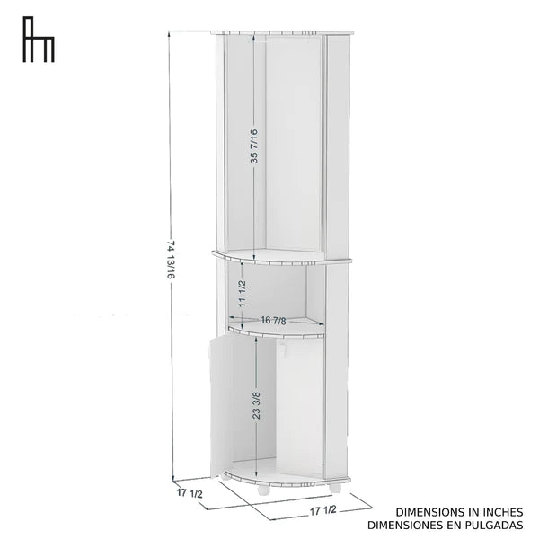 Bar Cabinet: Corner Bar, 2 Glass Door, Mirrored Wall, Glass Rack