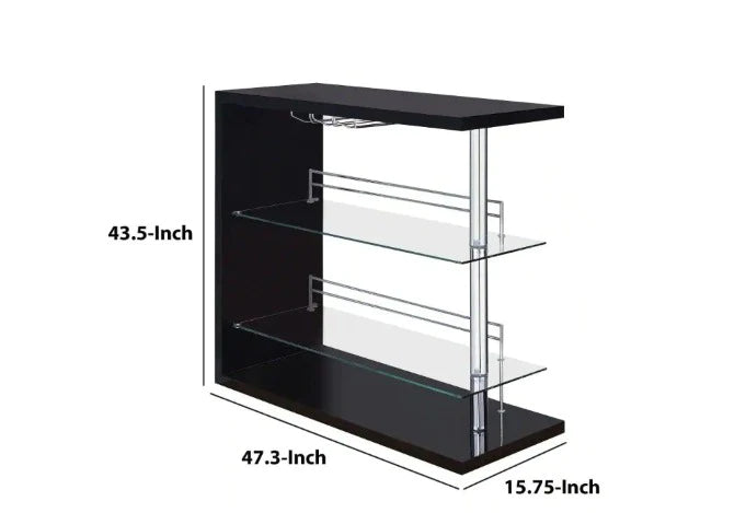 Bar Cabinet: Rectangular Bar Unit with 2 Shelves and Wine Holder