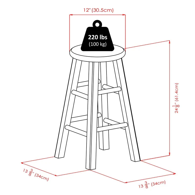 Bar Stool: Counter Stool 24", Rustic Teak / Gray Finish