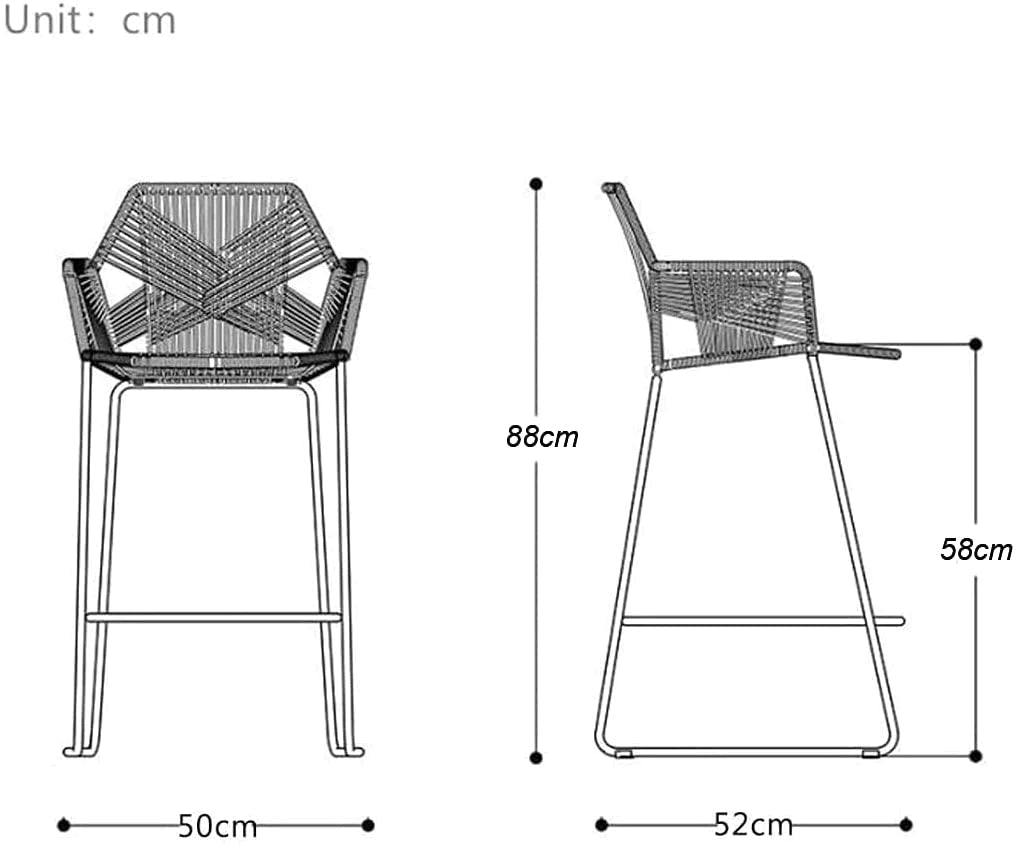 Bar Stool: High Back Chair, Black Metal Legs Bar Stools