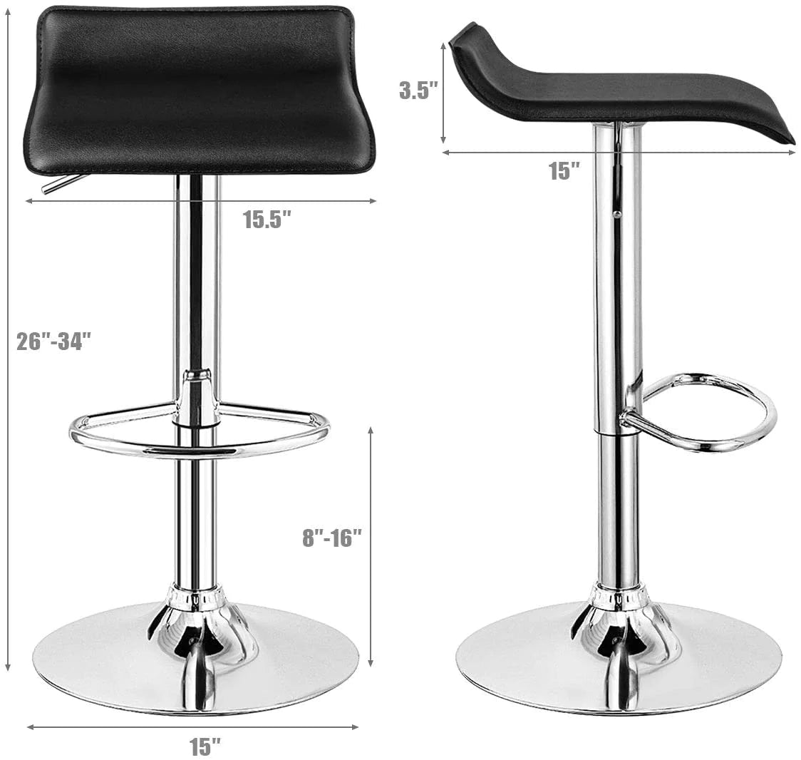 Bar Stool: Modern Design Chrome Hydraulic PU Leatherette Backless Bar Chairs(Black)