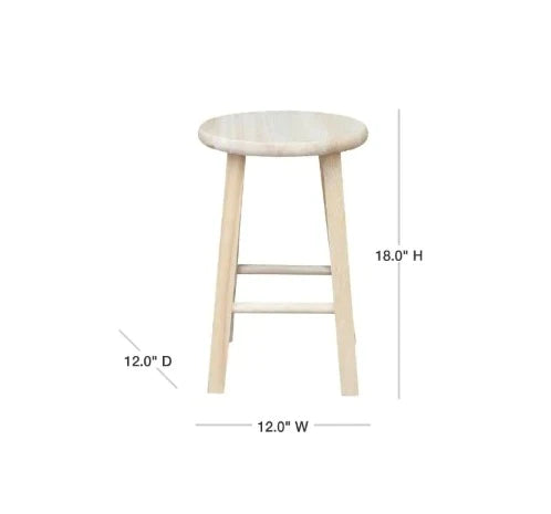 Bar Stool: Round Top Stool, Unfinished