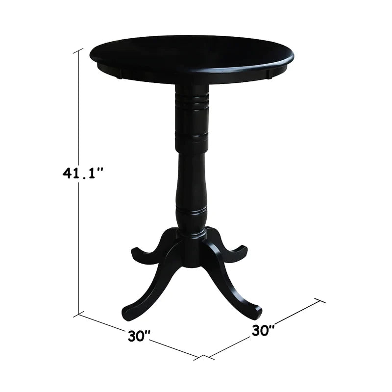Bar Table: Bar Height 42'' Solid Wood Pedestal Pub Table