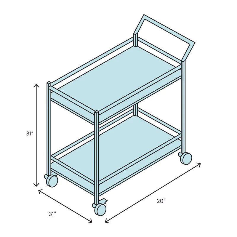 Bar Trolley : 4 Caster wheels Metal Bar Trolley