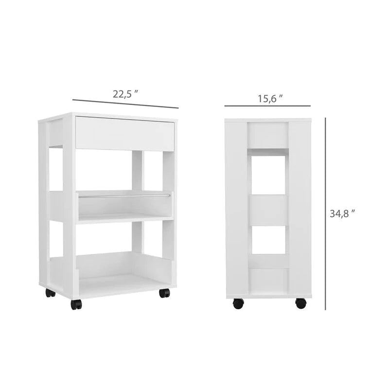Bar Trolley: Rectangular White Bar Trolley