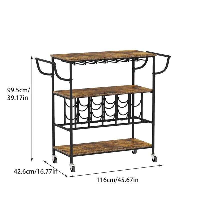 Bar Trolley : Top Rustic Brown Bar Trolley