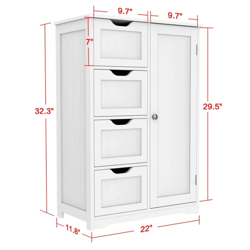 Bathroom Cabinets: 22'' W x 32'' H x 11.8'' D Free-Standing Bathroom Cabinet