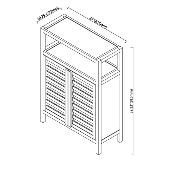 Bathroom Cabinets: 25'' W x 32.1'' H x 10.8'' D Solid Wood Free-Standing Bathroom Cabinet