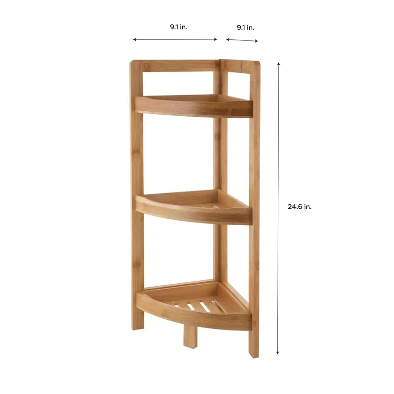 Bathroom Cabinets: 9.05'' W x 24.4'' H x 9.05'' D Solid Wood Free-Standing Bathroom Shelves