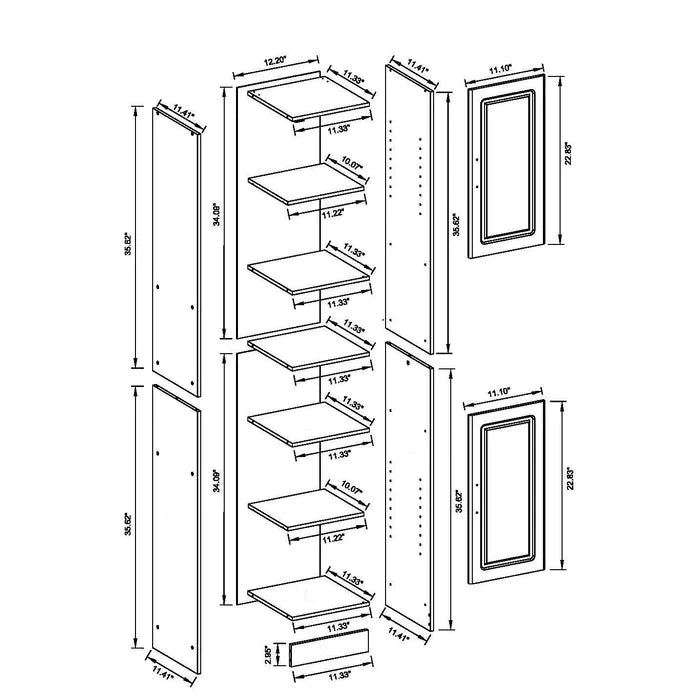 Bathroom Linen Cabinets:12.25'' W x 71.5'' H x 11.5'' D Linen Cabinet