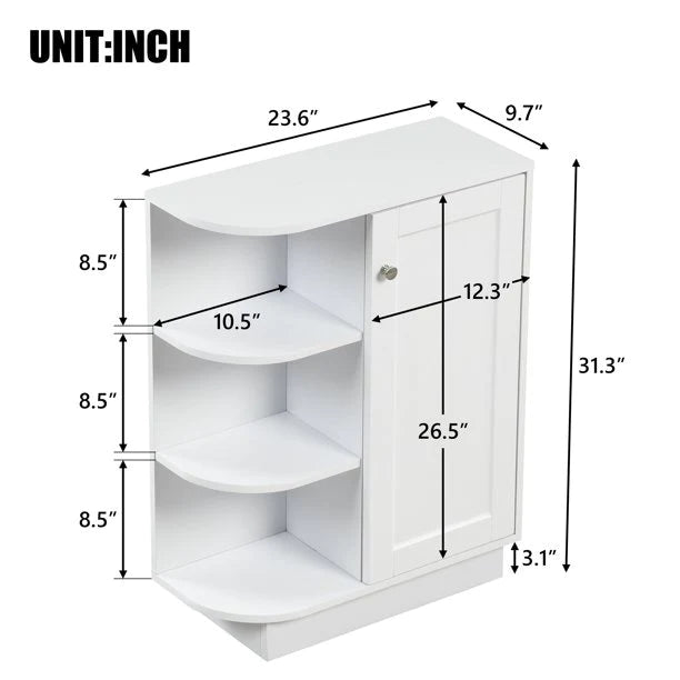 Bathroom Linen Cabinets: 23.6'' W x 31.3'' H x 9.7'' D Free-Standing Bathroom Cabinet