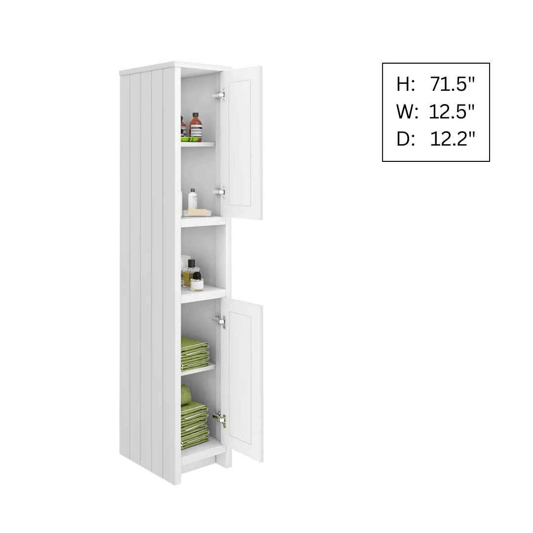 Bathroom Linen Cabinets: White Bathroom Tower with Doors
