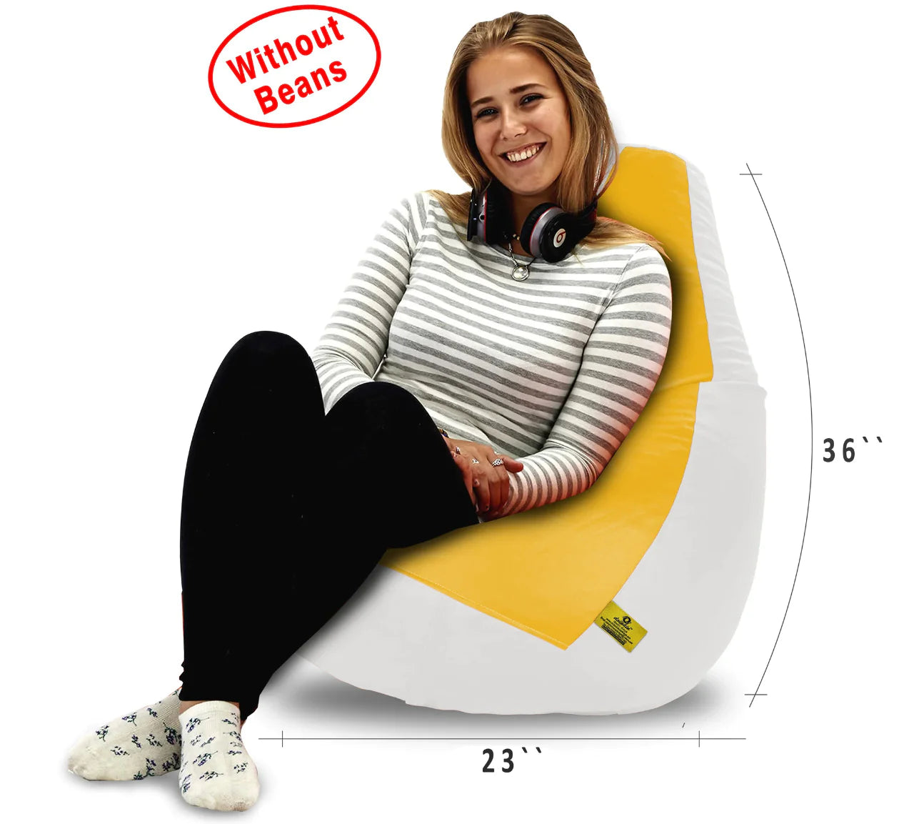 Bean Bag: XL WHITE&YELLOW BEAN BAG-COVERS(Without Beans)