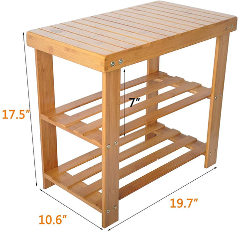 Benches: 2-Tier Bamboo Shoe Bench Rack