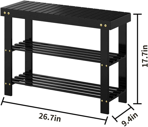 Benches: 3-Tier Bamboo Shoe Rack Bench