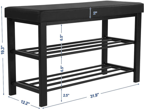 Benches: 3-Tier Shoe Rack With Seat, Storage Organizer