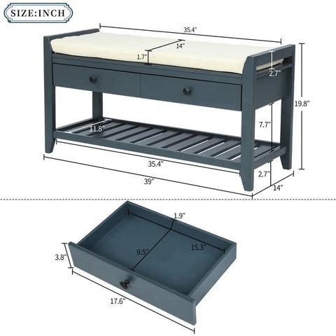 Benches: 3 Pair Shoe Rack With Seat