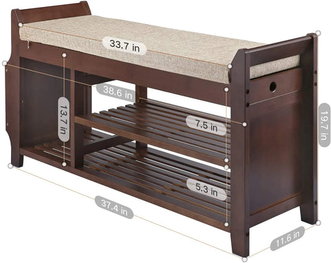 Benches : Bench Shoe Rack With Seat Organizer with Storage Basket Side Drawer