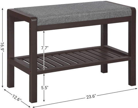 Benches : Cushion Upholstered Padded Shoe Rack With Seat Storage Shelf Bench for Entryway Living Room Hallway Garage