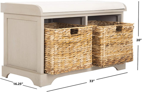 Benches: Homes Collection Freddy Brown Wicker Storage Bench